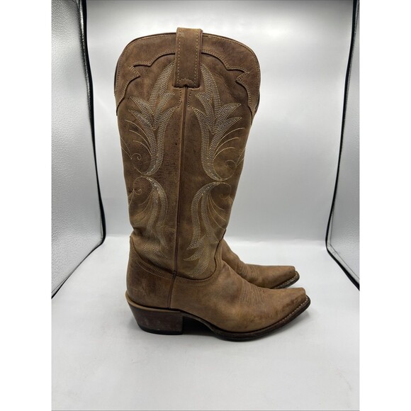 Nocona Ladies Western Boot Tan Westlin Calf Foot And Narrow Snip Toe Size 7 - Picture 5 of 13